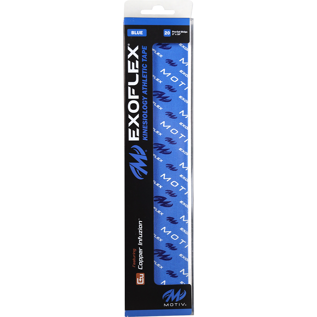Motiv ExoFlex Kinesiology Athletic Tape - Pre-Cut Blue Strips for Sports Injury Support & Muscle Recovery | Ideal for Athletes, Runners & Physical Therapy