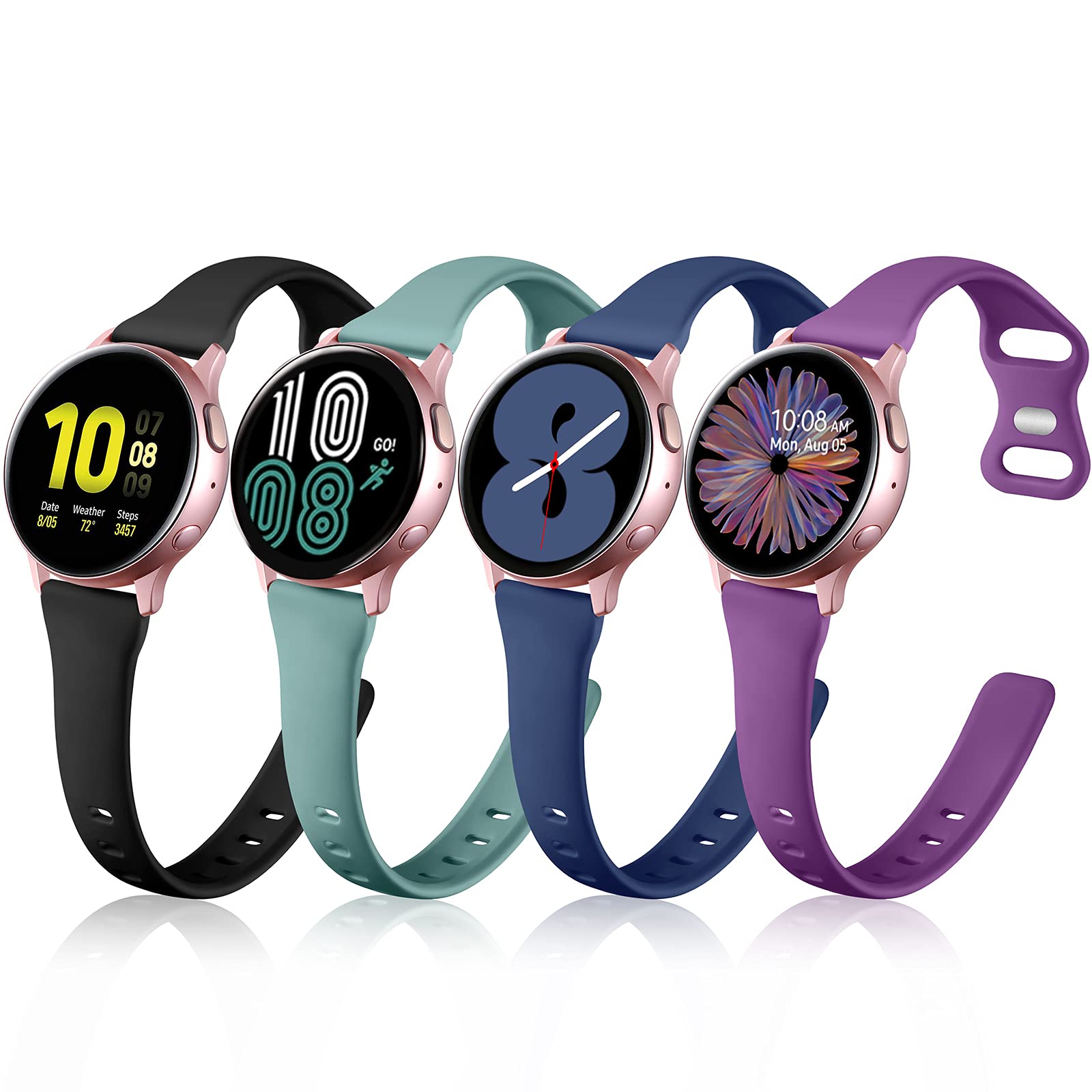 Premium 20mm Soft Silicone Replacement Band for Samsung Galaxy Watch 6/6 Classic/5/5 Pro/Active 2/4 - Slim Comfortable Strap for Men & Women - Perfect for Workouts, Running & Everyday Wear