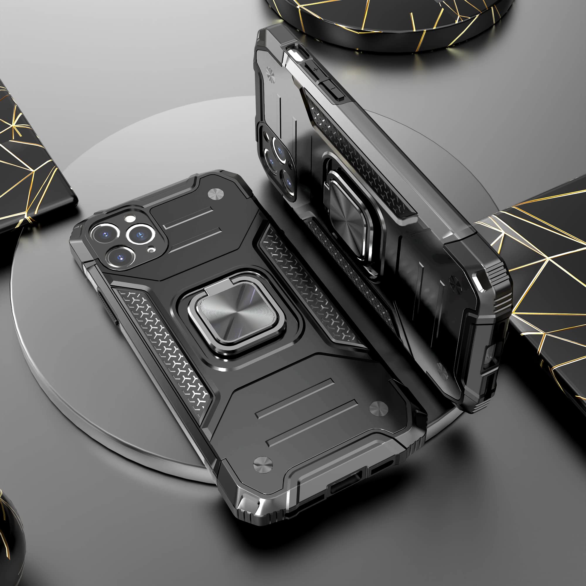 Premium Shockproof iPhone 11 Pro Max Case with Screen Protector - Heavy Duty Drop Tested Slim Protective Cover with Built-in Kickstand & Car Mount - Lightweight Durable Phone Case for iPhone 11 Pro Max (Black) - Perfect for Outdoor Activities, Travel & Daily Protection