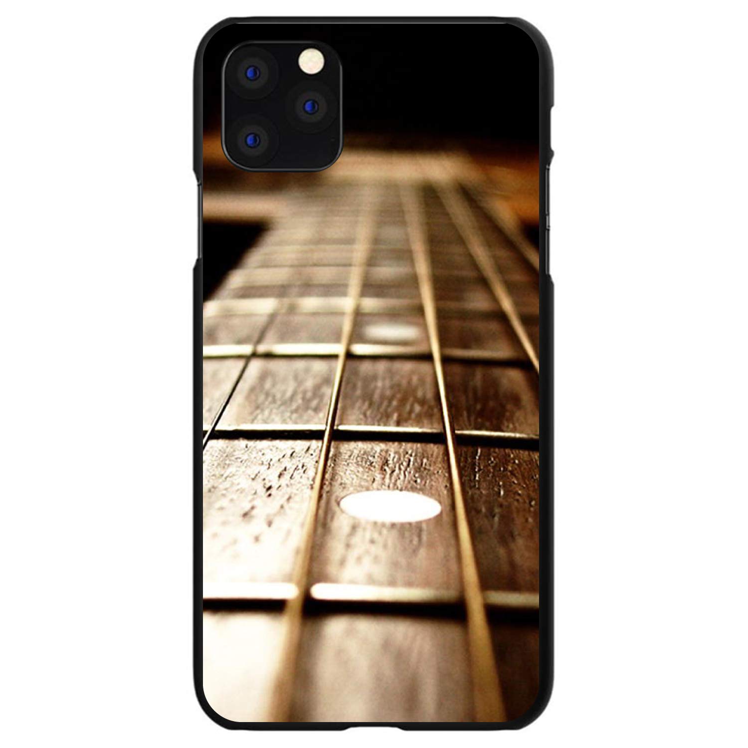DistinctInk Ultra Slim Hard Plastic Case for iPhone 12/12 Pro (6.1 Inch) - Custom Black Phone Cover with Guitar Strings Neck Design - Perfect for Music Lovers & Daily Protection