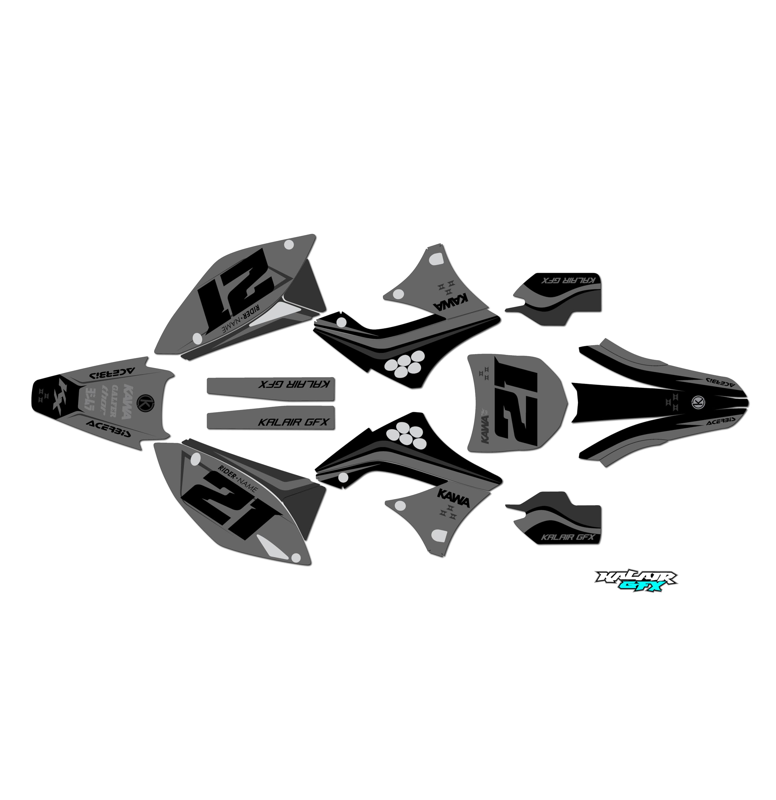 Kawasaki KX450F KX 450F (2009-2011) Graphics Kit - Flow Series Smoke 16 Mil Dirt Bike Stickers | Motocross Racing Decals for Pit Bikes & Motorcycles | Durable Vinyl Decals for Off-Road Racing & Trail Riding