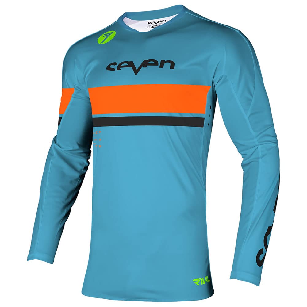Seven Rival Vanquish Adult Off-Road Motorcycle Jersey - Breathable & Durable Riding Shirt for Men & Women, Cyan/Medium - Perfect for Motocross, Dirt Biking & ATV Adventures