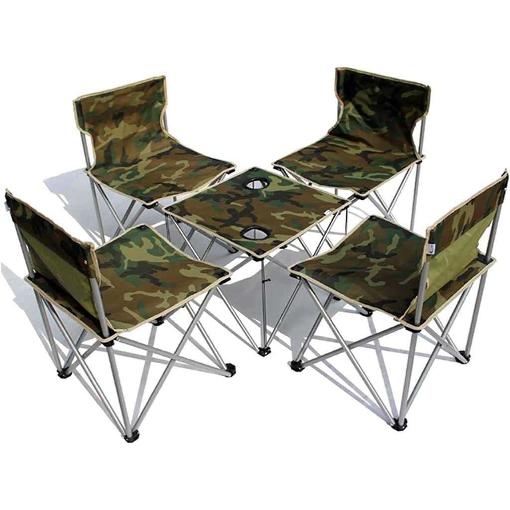 Ultra-Light Portable Folding Camping Table and Chair Set with 2 Cup Holders - Compact Steel Frame Outdoor Picnic Table for Backyard, Beach, Hiking & Tailgating - Includes Convenient Carrying Bag