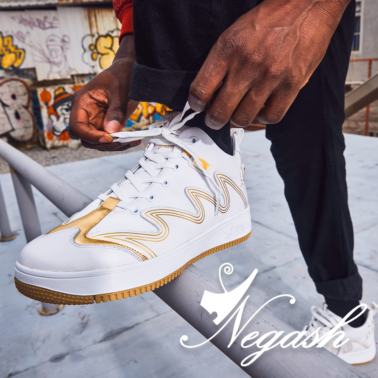 Negash Men's Fashion Sneakers - Low Top Leather Breathable Casual Skate Shoes for Men | Comfortable Walking & Streetwear Style