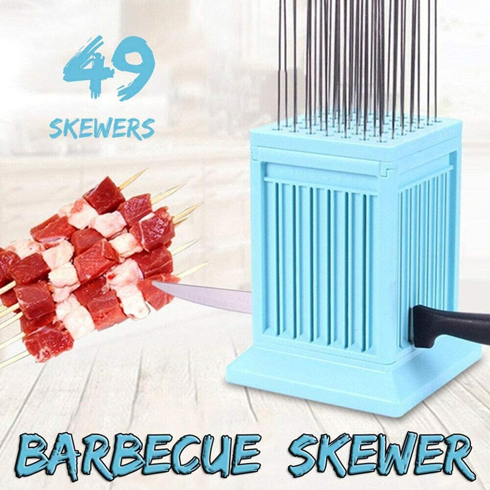 Premium 49-Hole Kebab Skewer Maker - Stainless Steel BBQ Skewer Assistant & Grilling Tool for Perfect Kebabs | Portable Kebab Machine for Backyard BBQs, Camping & Party Cooking Essentials