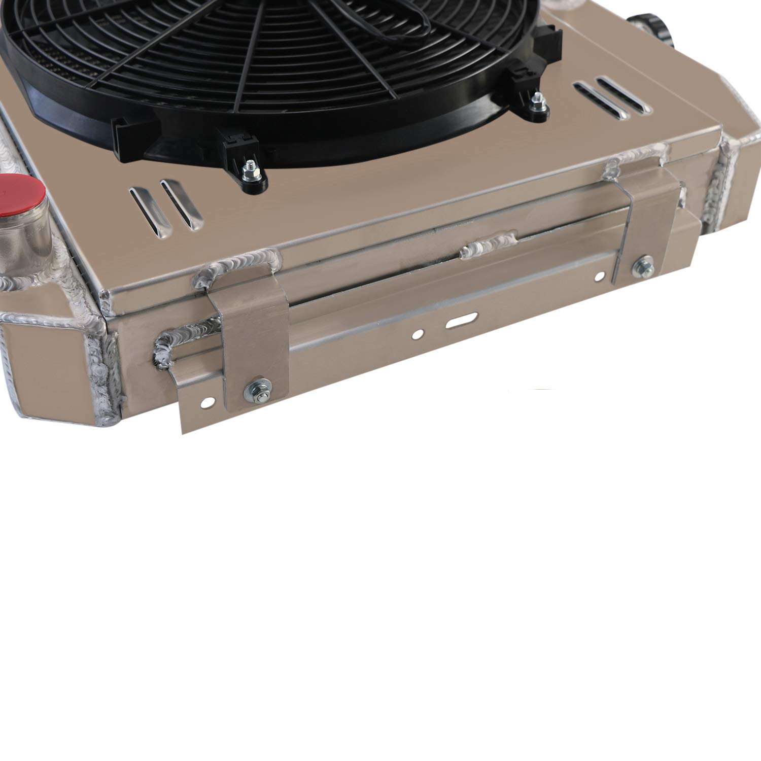Alloyworks 3 Row Aluminum Radiator with Shroud Fan for 1955-1957 Chevy Bel-Air, Del Ray, Nomad & 210 V8 - High Performance Cooling Upgrade for Classic Car Restoration & Hot Rod Builds