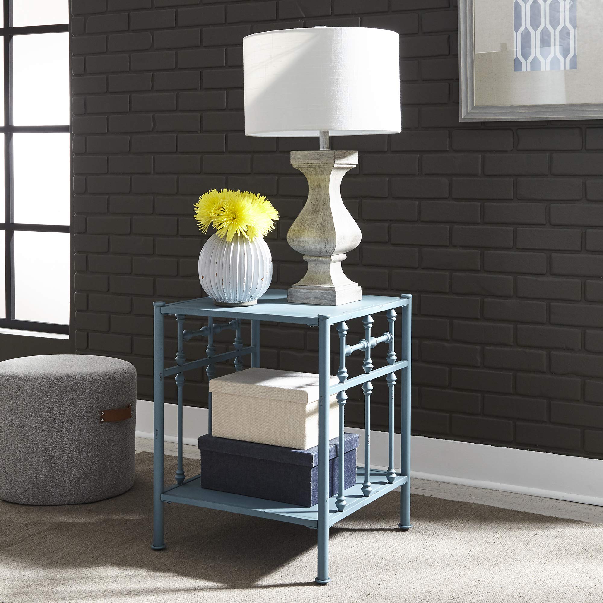 Liberty Furniture Industries Vintage Series Open Night Stand - Blue Wooden Bedside Table for Bedroom Decor | Perfect for Bedside Storage & Home Organization