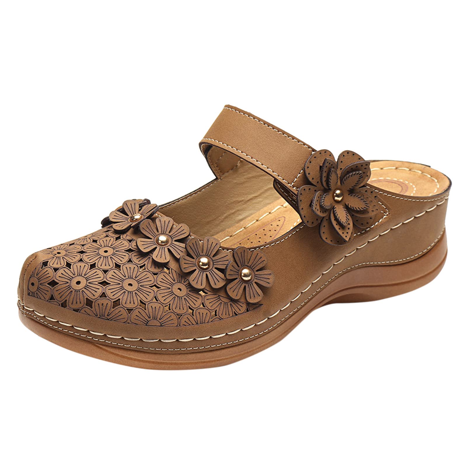 Comfortable Women's Round Toe Slippers with Wedge Heel - Breathable Hollow Design Ankle Sandals with Toe Separator for Girls & Women | Perfect for Home, Spa, Beach & Summer Outfits