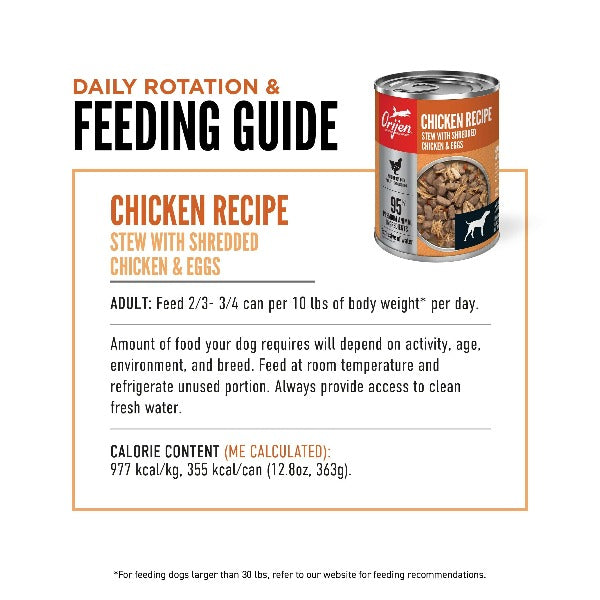 Orijen Grain-Free Chicken Recipe Canned Dog Food - High Protein Wet Food for Adult Dogs - Perfect for Mealtime & Training Rewards