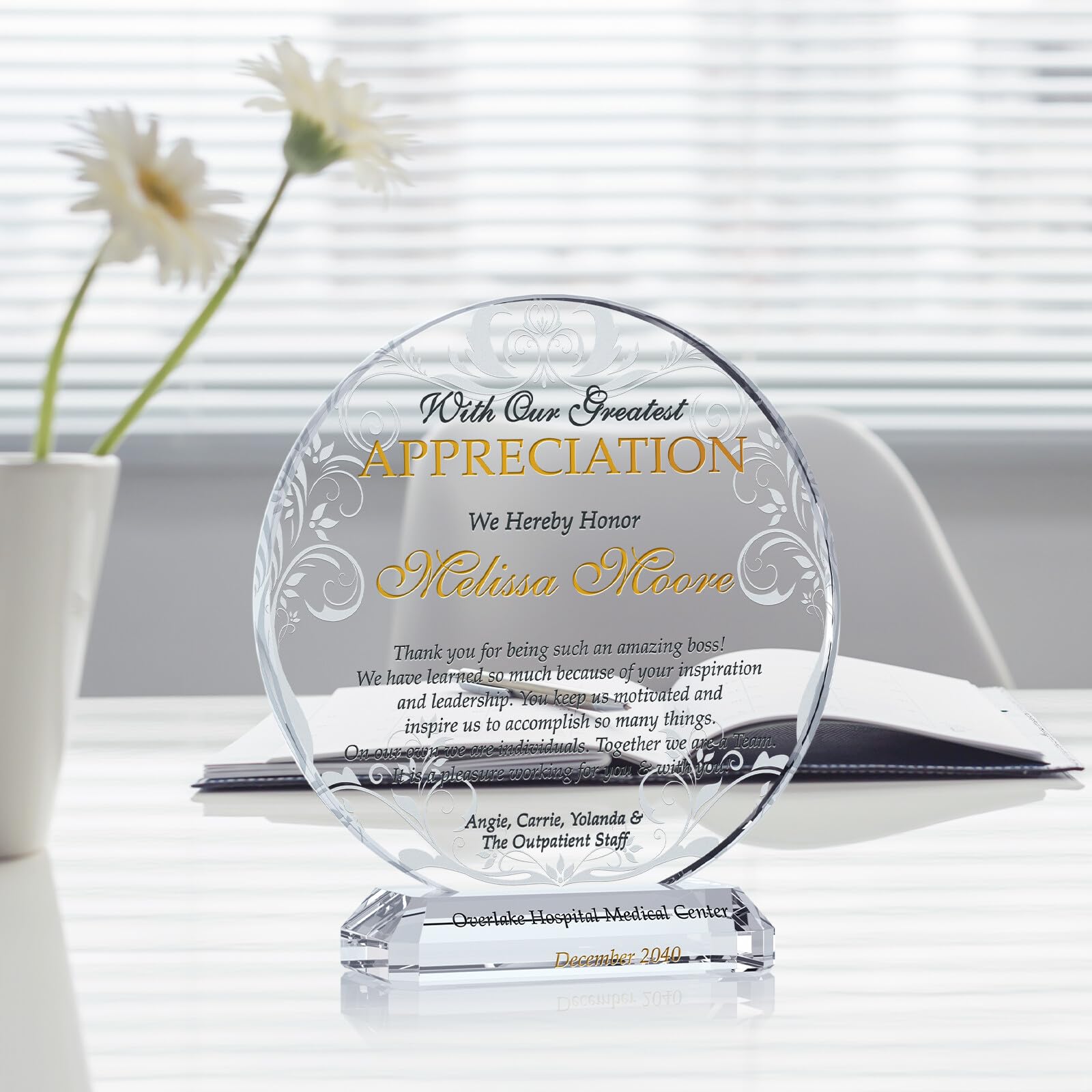 Custom Boss Appreciation Plaque - Personalized Engraved Gift with Name & Message - Unique Present for Boss Day, Birthday, Christmas - Perfect for Managers & Supervisors (8 Inch) - Ideal for Office Decor & Retirement Gifts