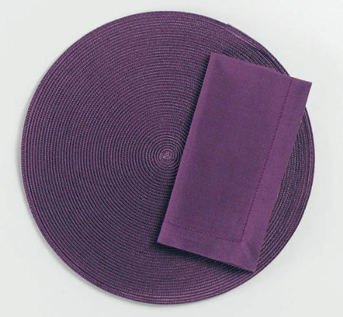 Heat Resistant Round Vinyl Woven Placemats for Kitchen Table - Set of 6 Purple Table Mats - Perfect for Dining, Entertaining & Home Decor