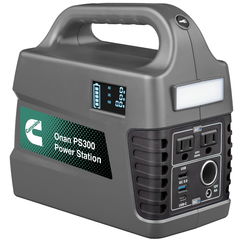 Cummins Onan A067W048 PS300 300W/600W 296Wh Portable Power Station - Backup Power for Camping, Emergencies & Outdoor Adventures