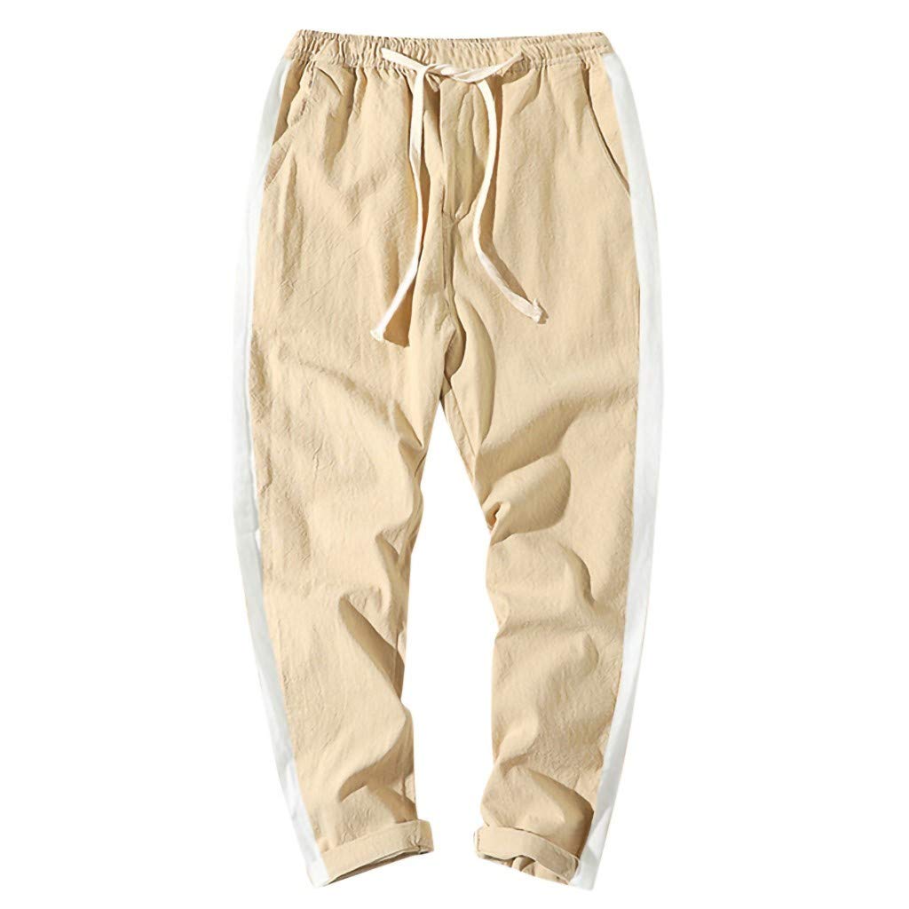 NEARTIME Men's Casual Pencil Pants - Autumn Striped Drawstring Sweatpants with Pockets | Comfortable & Stylish for Workout, Jogging, and Daily Wear