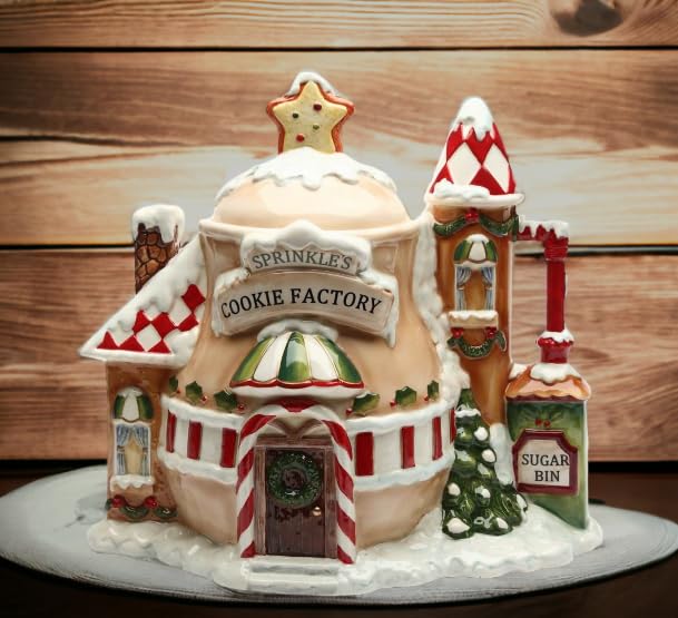 Laurie Furnell Santa's Village Collection Fine Ceramic Cookie Jar - 12-7/8