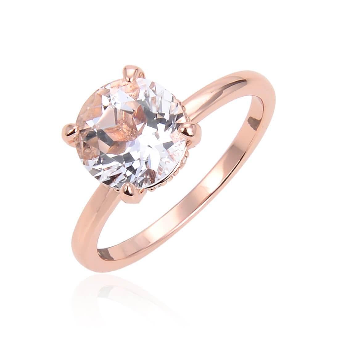 Natural White Topaz Solitaire Ring for Women - 925 Sterling Silver Rose Gold Plated, Elegant Bridal Jewelry, Perfect for Engagement, Wedding & Anniversary Gifts