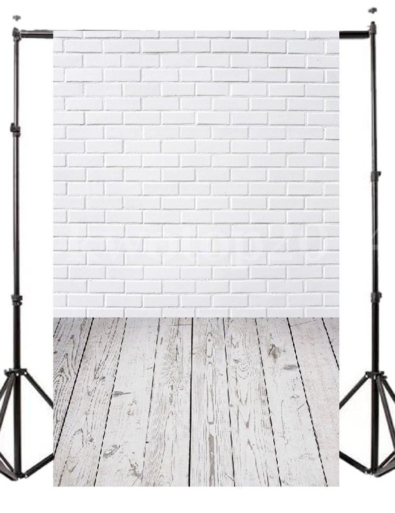 Lelinta 3x5ft Beige Brick Wooden Floor Photo Backdrop for Studio Photography