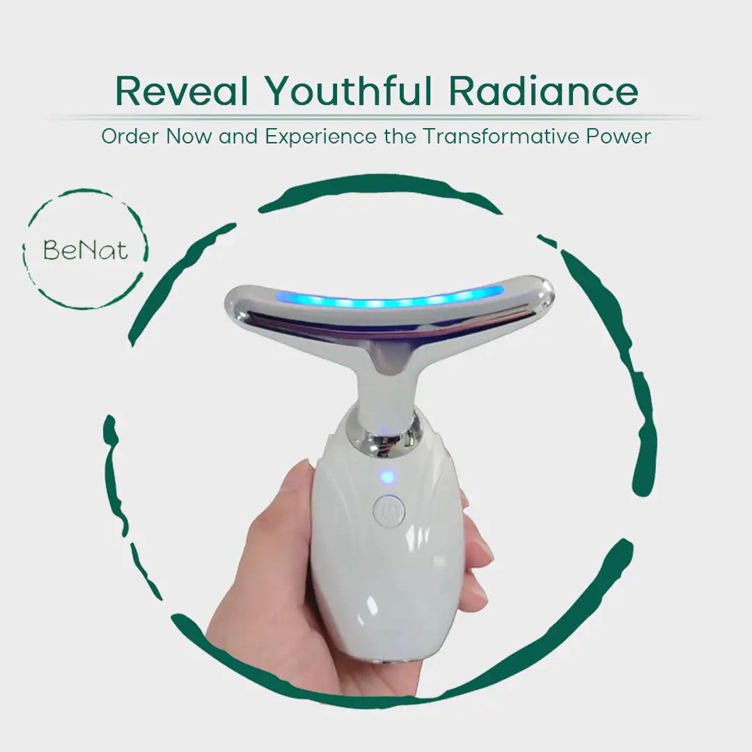Anti-Aging LED Light Therapy Device for Face & Neck - Red & Blue Light Skin Rejuvenation Treatment for Wrinkles, Acne & Collagen Boost - At-Home Spa & Skincare Routine