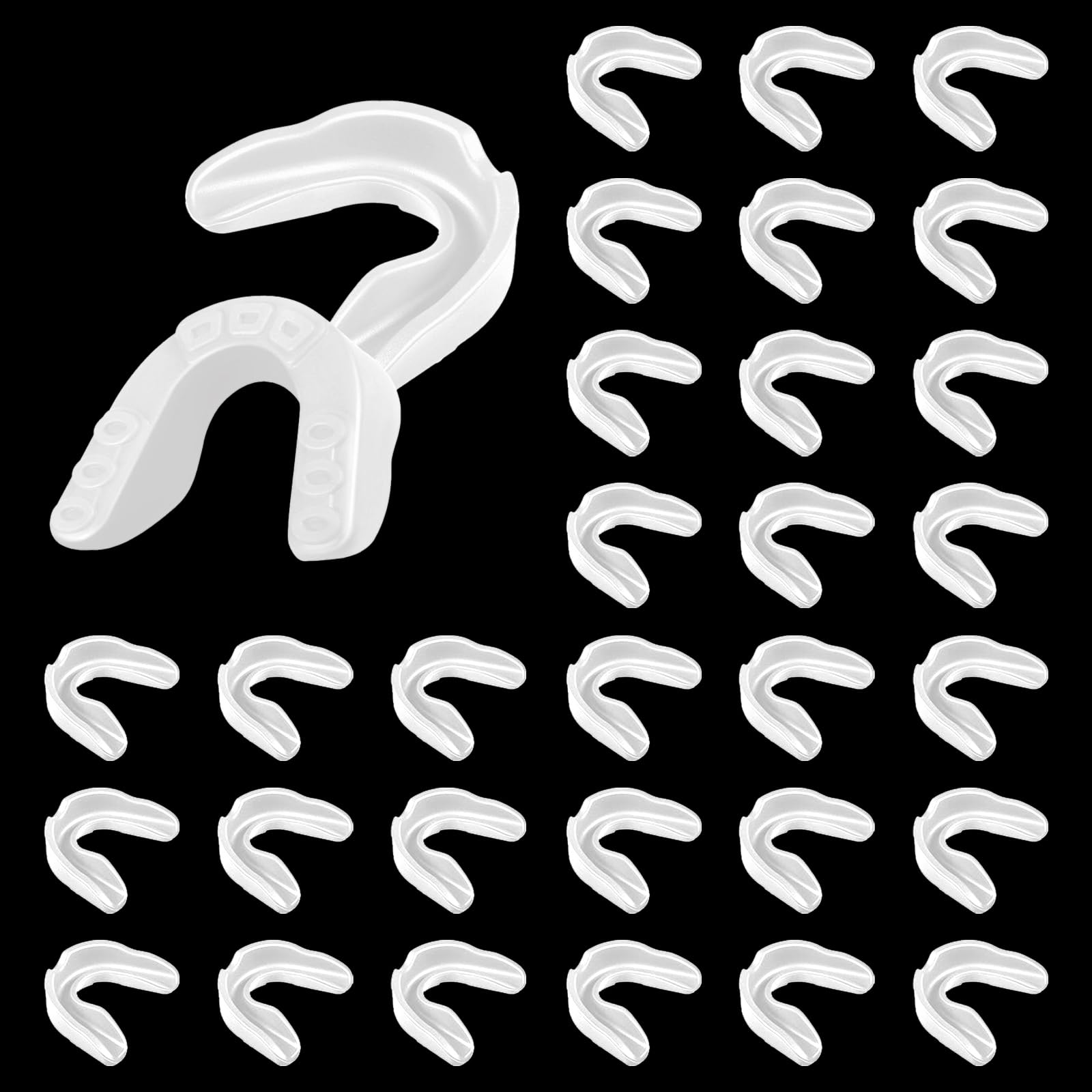 YOFOBU 30 Pack White Sports Mouth Guards - Bulk Silicone Athletic Mouthguard for Youth & Adults - Teeth Protection for Football, Basketball, Hockey, Rugby, Boxing, Wrestling, Karate, Lacrosse - Perfect for Training, Matches & Contact Sports