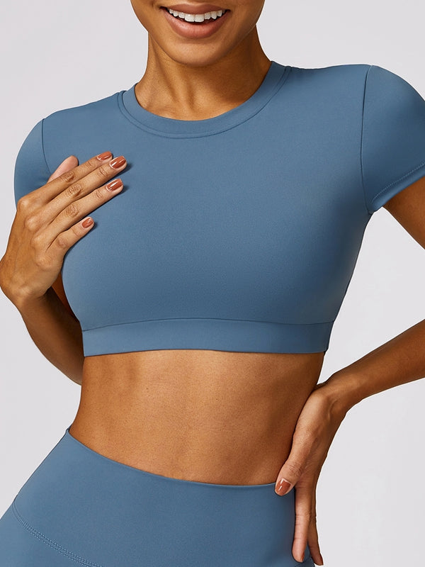 ZASUWA Women's Cross Back Backless Cropped Short Sleeve T-Shirt - Sexy Summer Top for Beach, Party & Casual Outfits