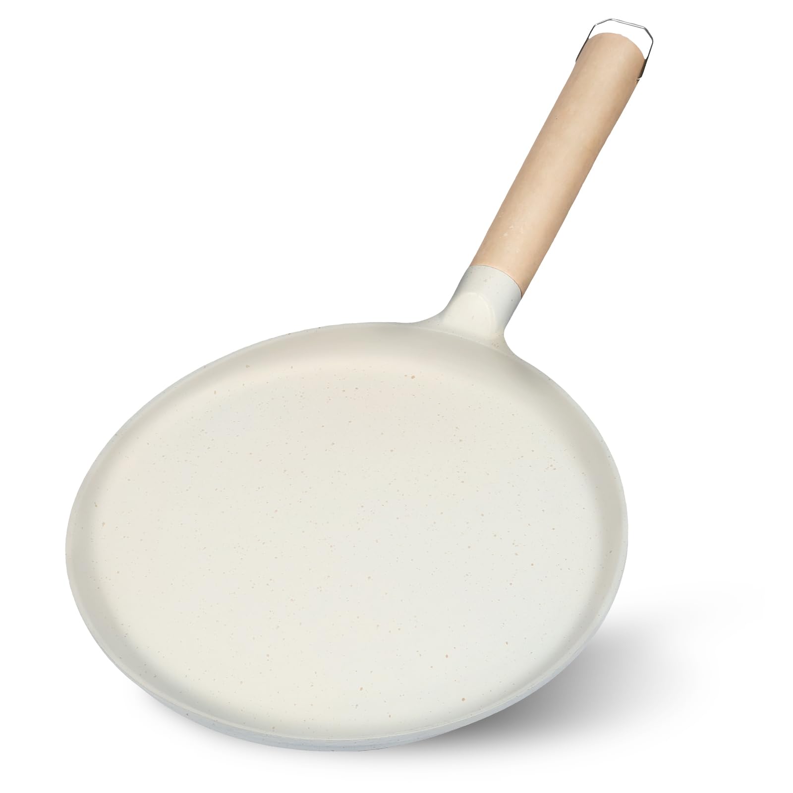 9.2 Inch Nonstick Crepe Pan with Wooden Handle - Lightweight Stovetop Pancake Maker, Cast Iron Tortilla Griddle with Excellent Heat Conduction - Perfect for French Crepes, Pancakes, Tortillas & Breakfast Cooking