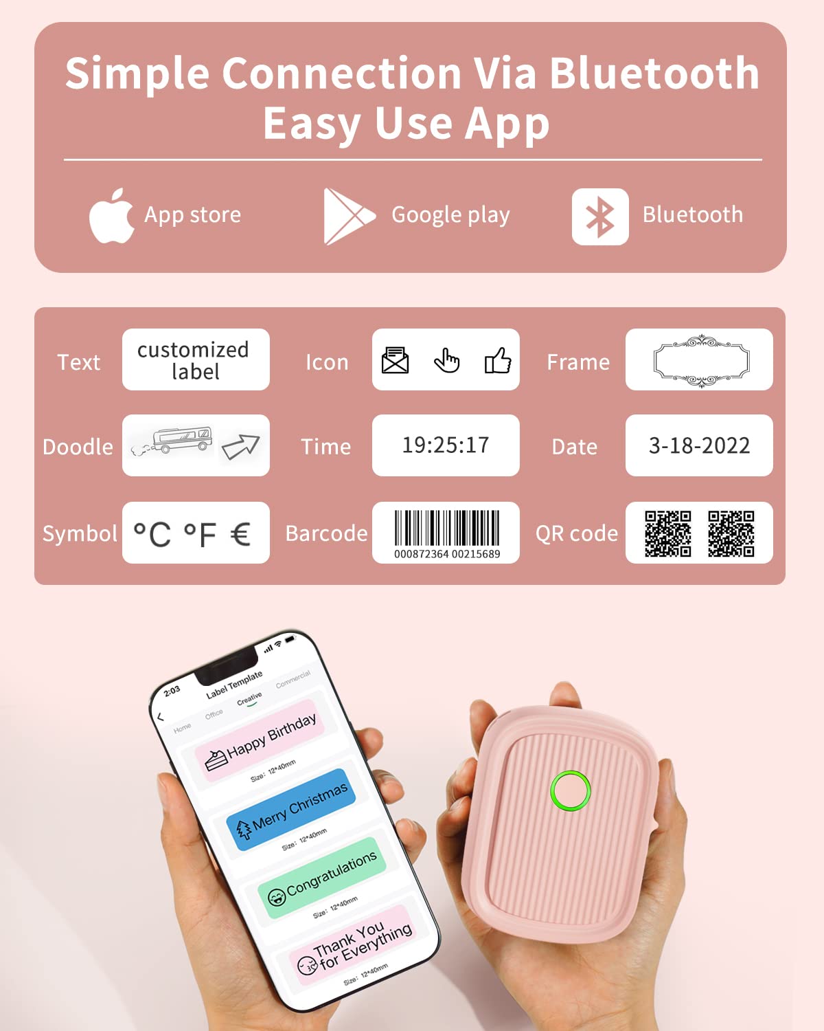 JADENS Bluetooth Label Maker with Tape - Portable Inkless Label Printer for Home & Office Organization | Smartphone App Compatible | Perfect for Storage, Pantry, and Craft Room Labeling