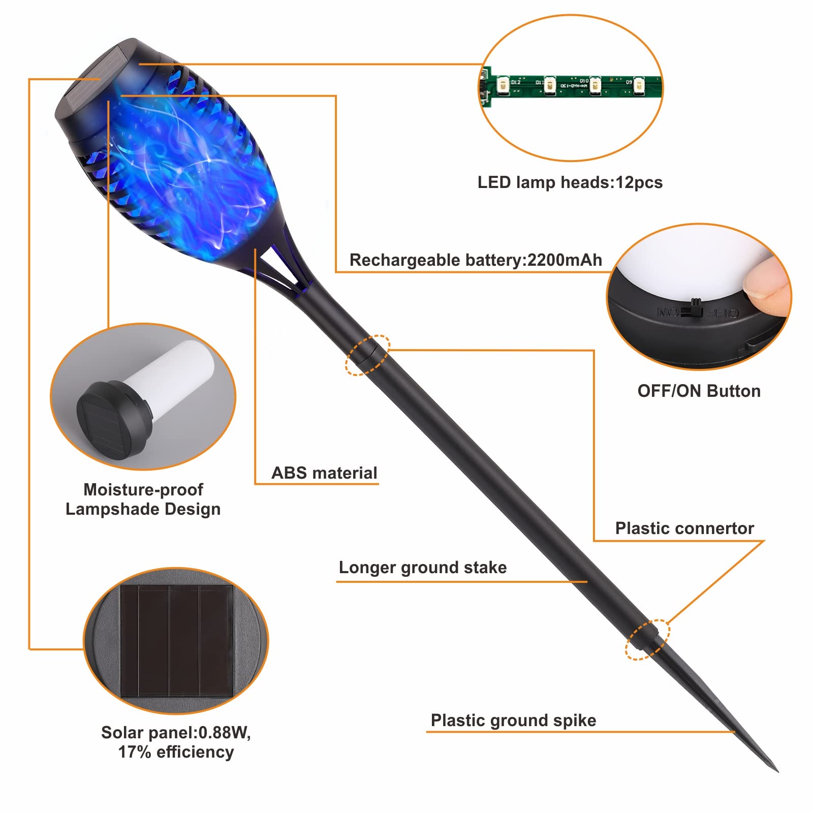 Upgraded 8 Pack Solar Outdoor Lights with Flickering Flame - Waterproof Solar Torch Lights for Pathway, Porch, Yard - Perfect for Garden Decor, Patio Lighting & Landscape Illumination at Night