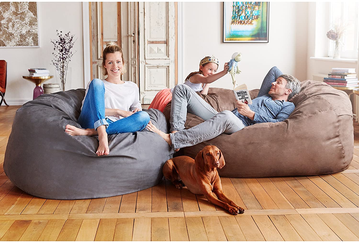 Luxurious 5ft Microsuede Bean Bag Chair - Ultra Soft Foam Filled Washable Large Sack Sofa for Kids Teens Adults - Perfect for Dorm Rooms, Living Rooms & Game Rooms - Black