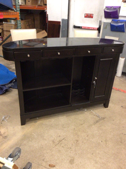 Black Stone Top Bar with 2 Stools - Modern Kitchen Island Set for Dining & Entertaining - Perfect for Small Spaces, Breakfast Nooks & Home Bars