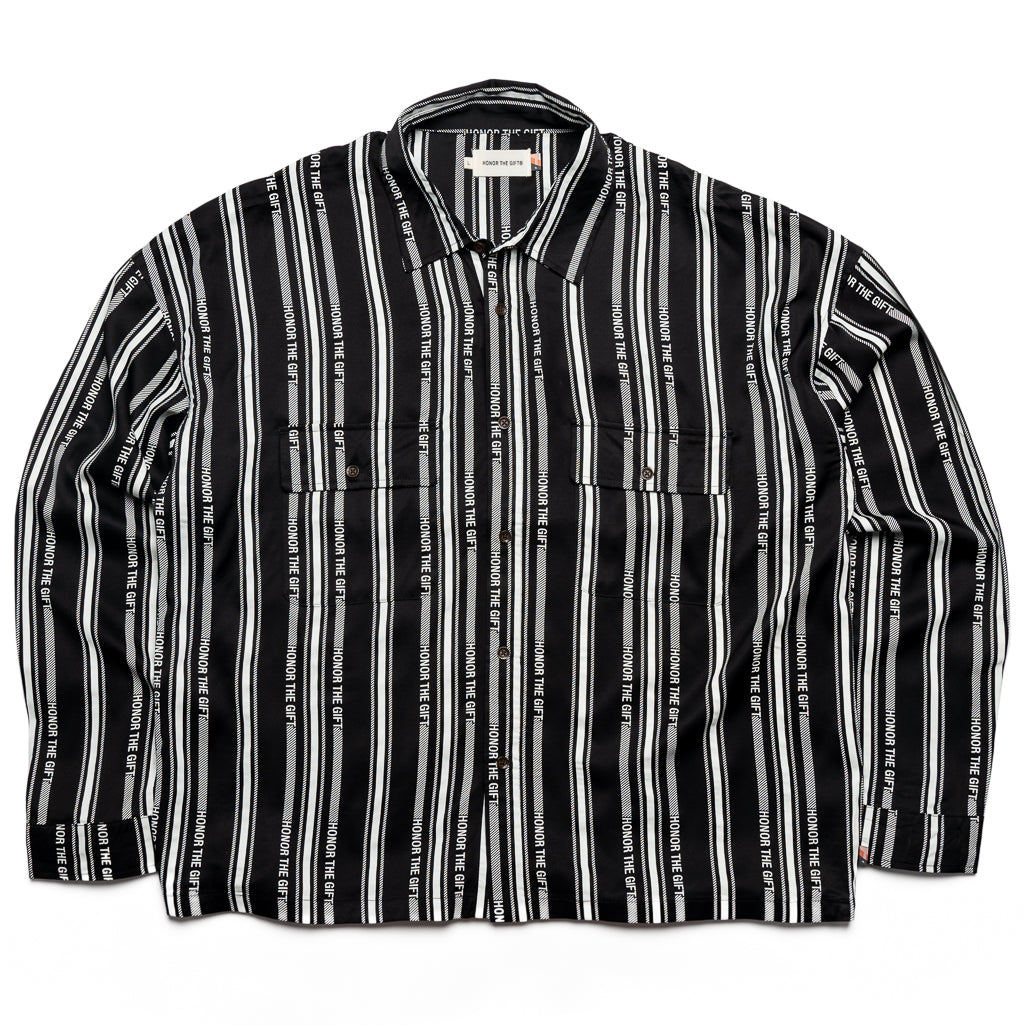 Honor The Gift Honor Stripe Button Up Shirt for Men - Black Casual Long Sleeve Shirt for Work, Office & Everyday Wear