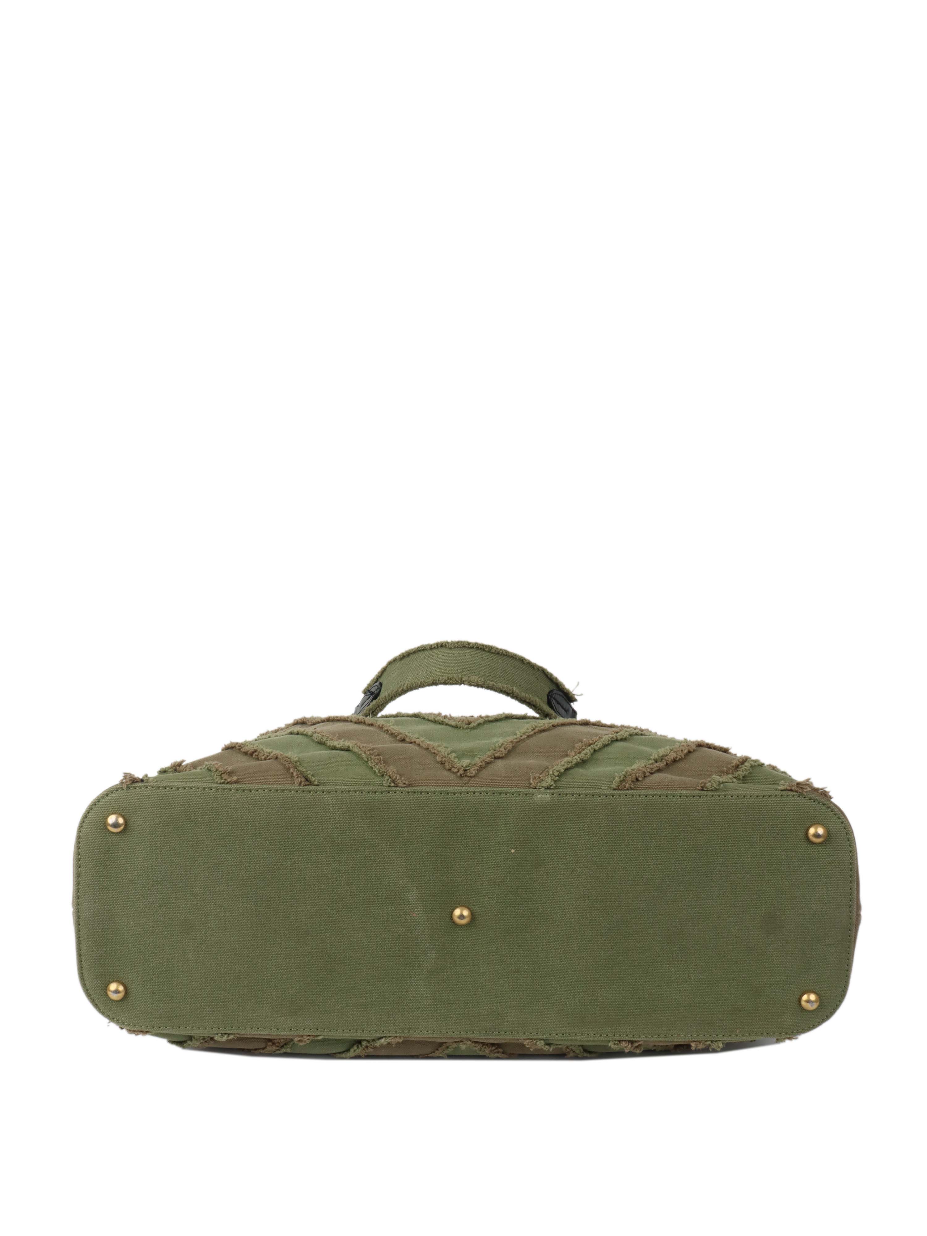 Chanel Canvas Chevron Tote Bag in Khaki - Stylish & Durable Designer Handbag for Women | Perfect for Work, Travel & Everyday Use