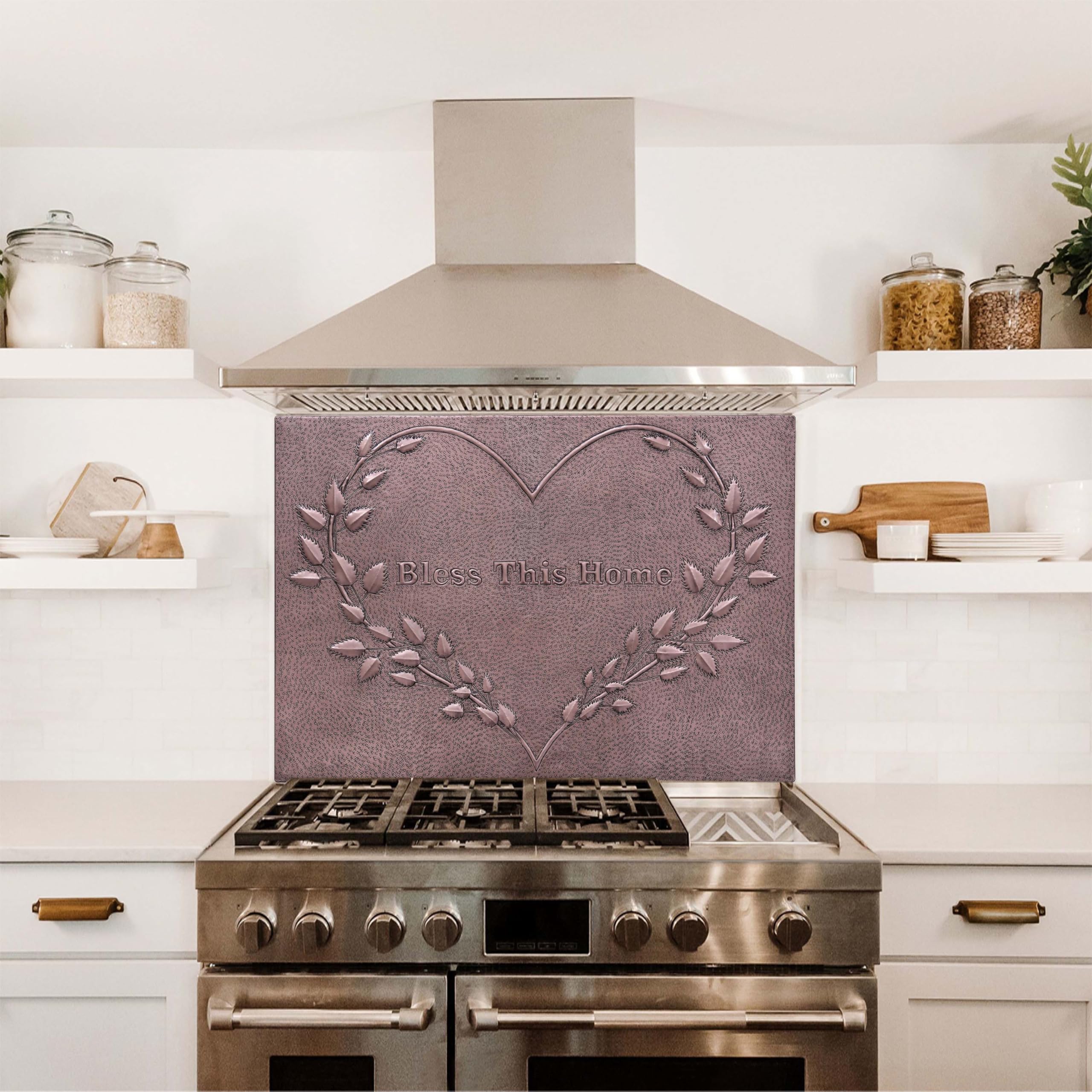 Custom Copper Backsplash Tile - Heart Leaves Design for Kitchen & Outdoor Decor