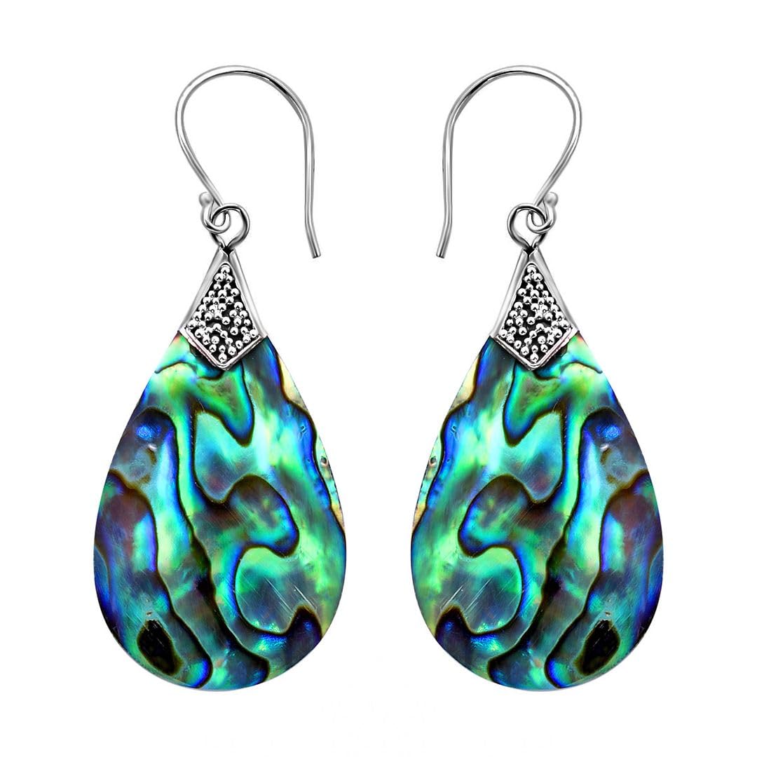 925 Sterling Silver Abalone Shell Dangle Earrings for Women – Stylish Beach Jewelry, Unique Birthday Gift – Perfect for Summer Outfits, Vacations & Special Occasions