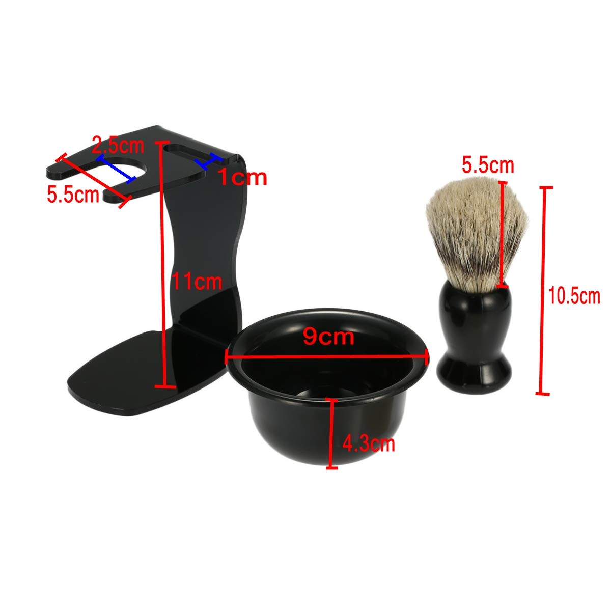 JZK 3-in-1 Shaving Brush Kit for Men - Shaving Frame Base, Soap Bowl & Hair Shaving Brush - Premium Grooming Set for Smooth Shaving & Beard Care - Perfect for Home, Travel & Barber Shop Use