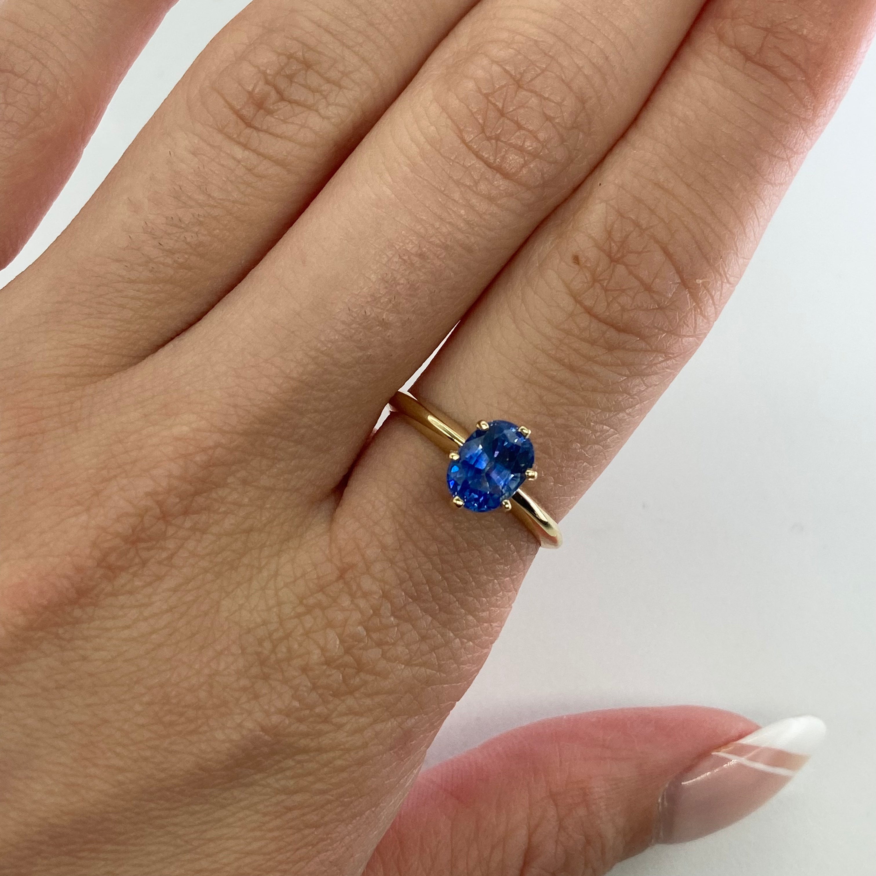 1.53ct Oval Sapphire Solitaire Ring in 14K Gold - Size 6.5 | Elegant Engagement & Wedding Jewelry for Women | Perfect Anniversary Gift & Special Occasion Jewelry