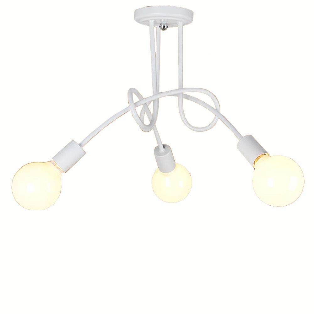 Modern Minimalist 3-Head Ceiling Light Fixture - White Metal Chandelier for Bedroom, Study Room, Kids & Teens Room - Perfect for Girls & Boys Dorm Decor, Cozy Reading Nook Lighting