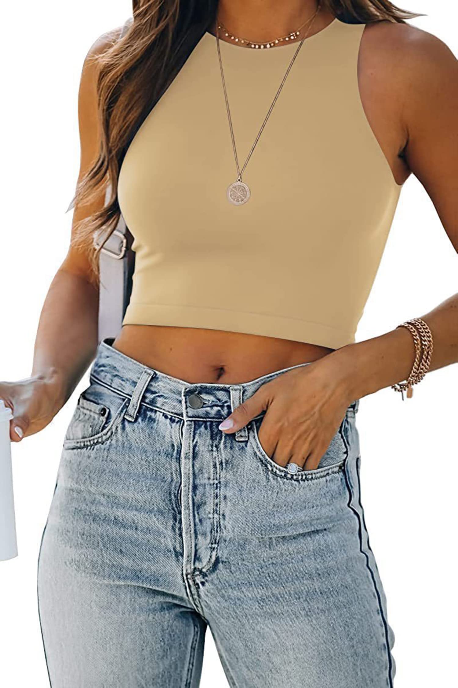 GEMLON Women's Summer Sleeveless Halter Cami Tops - Casual Loose Fit Tank Tops for Women - Perfect for Beach, Vacation & Everyday Wear