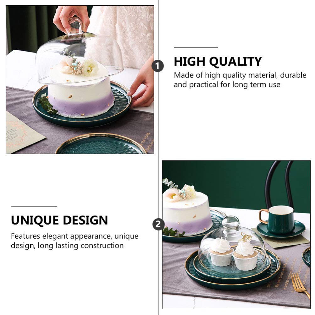 Mini Cake Stand with Glass Dome - Elegant Cupcake Display Holder for Desserts, Pastries, Cheese | Perfect for Weddings, Birthdays & Party Dessert Displays | Durable Cake Plate Rack with Cloche Cover for Stylish Serving