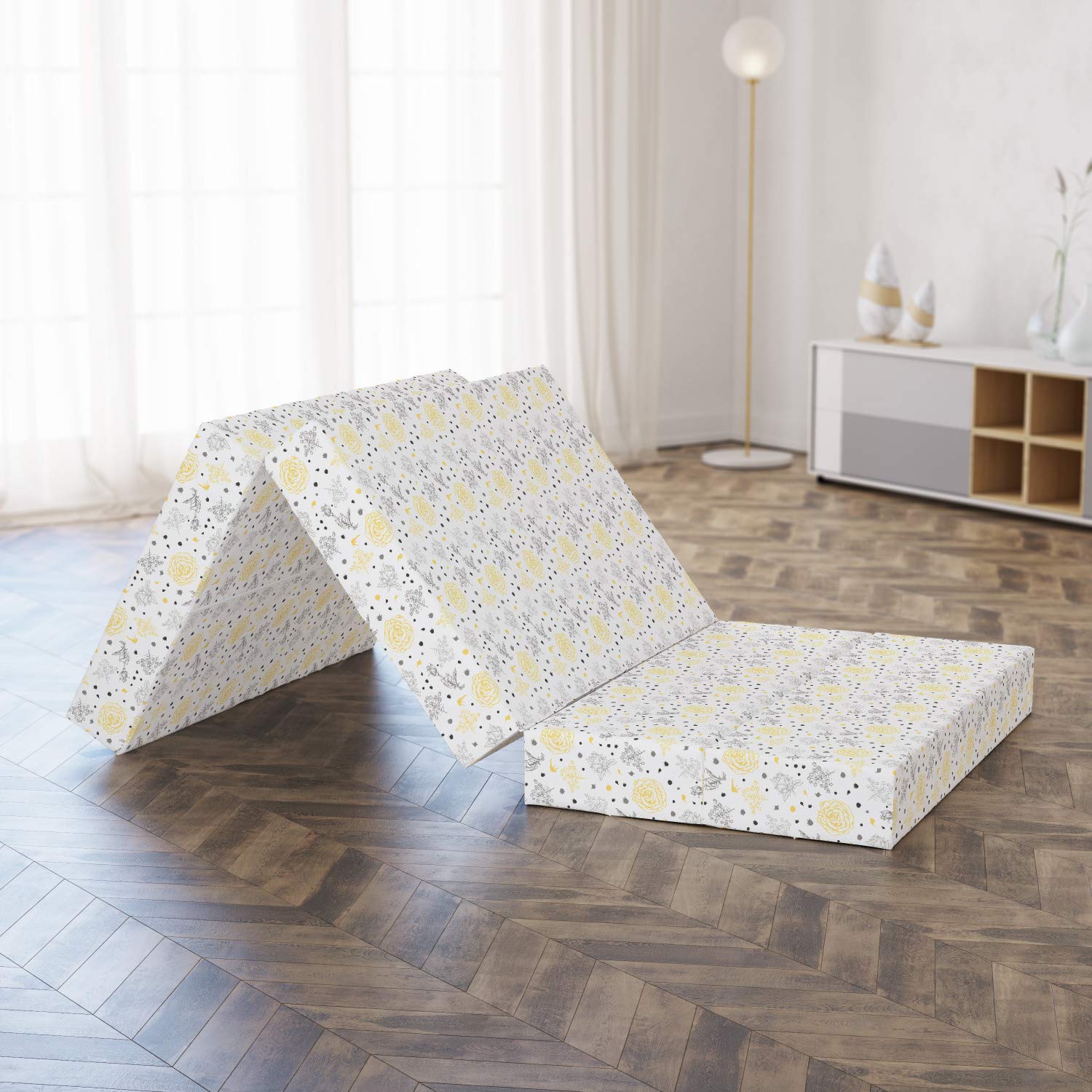 Ambesonne Grunge Foldable Mattress - Floral Roses Design, 74.8