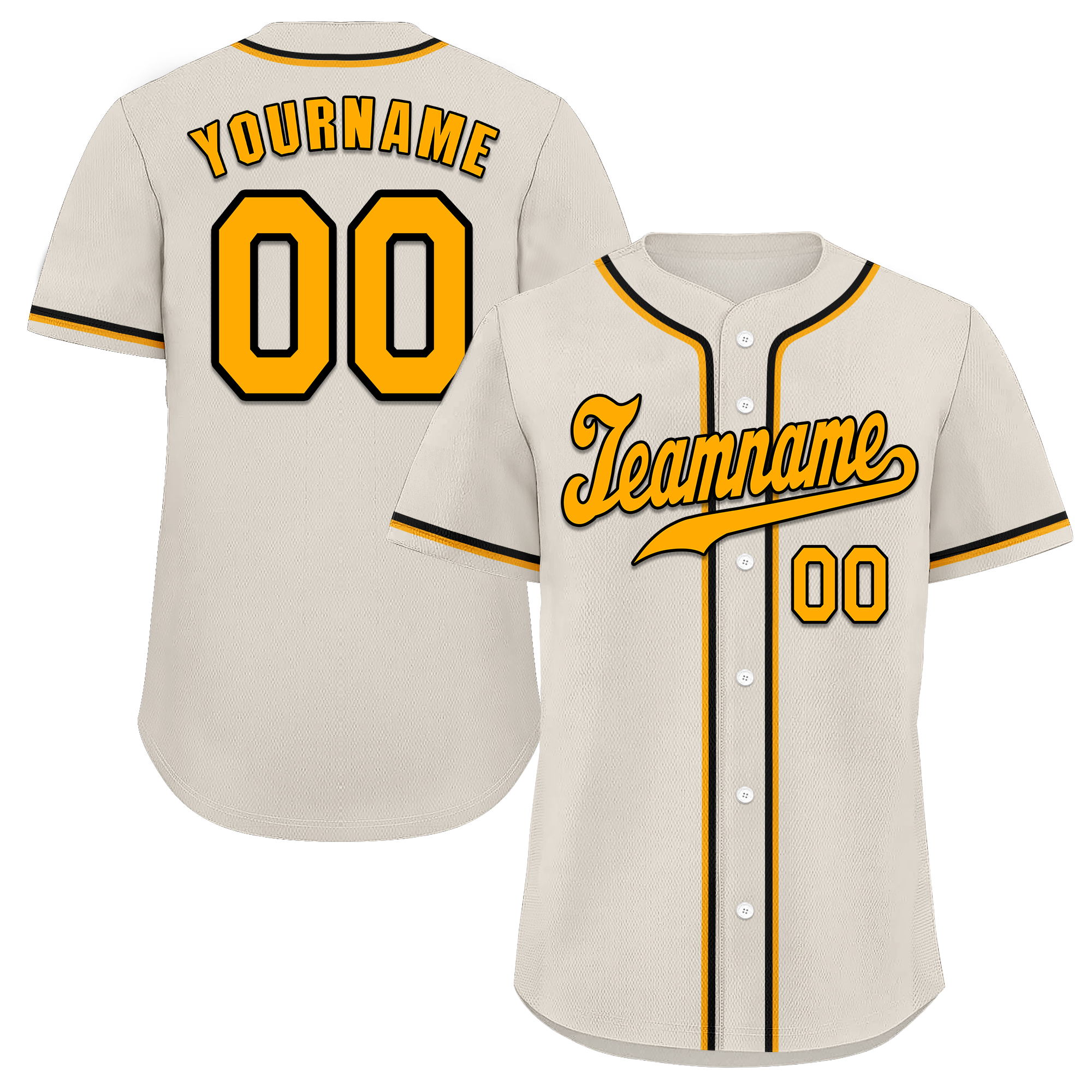 Custom Grey Classic Style Yellow Authentic Baseball Jersey - High Quality Personalized Baseball Uniform for Men & Women - Perfect for Games, Tournaments, and Fan Events