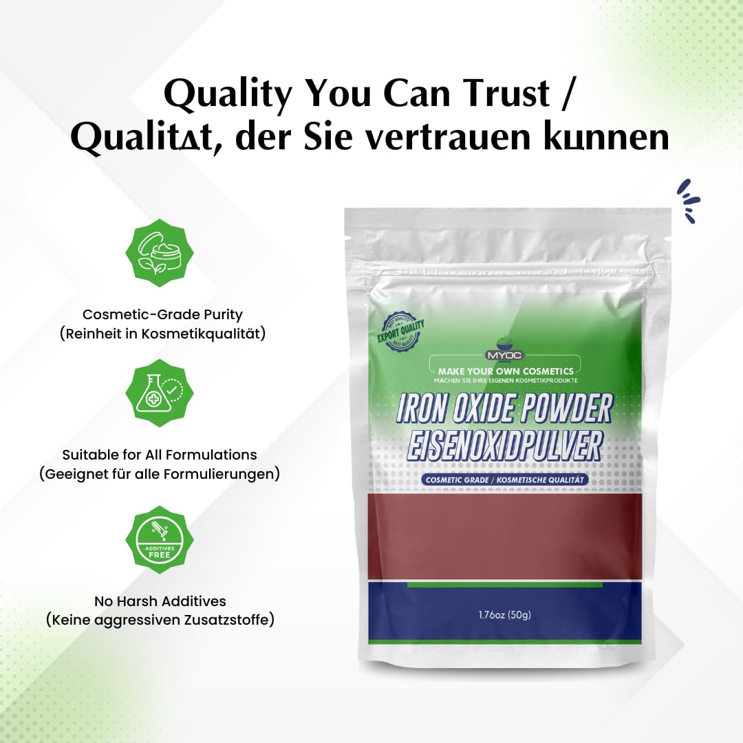 Myoc Iron Oxide Powder – 50 Gm (1.76 Oz) | Cosmetic Grade Pigment for Makeup, Sunscreen, Pottery & Slime | Natural Colorant for DIY Crafts, Soap Making & Art Projects