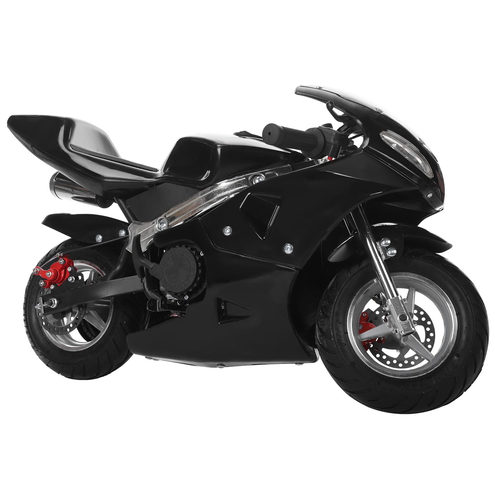 49cc Gas Pocket Bike for Kids - 25MPH, 170lbs Capacity, Dual Headlights & Disc Brakes (Black Fire) - Perfect for Backyard & Neighborhood Riding