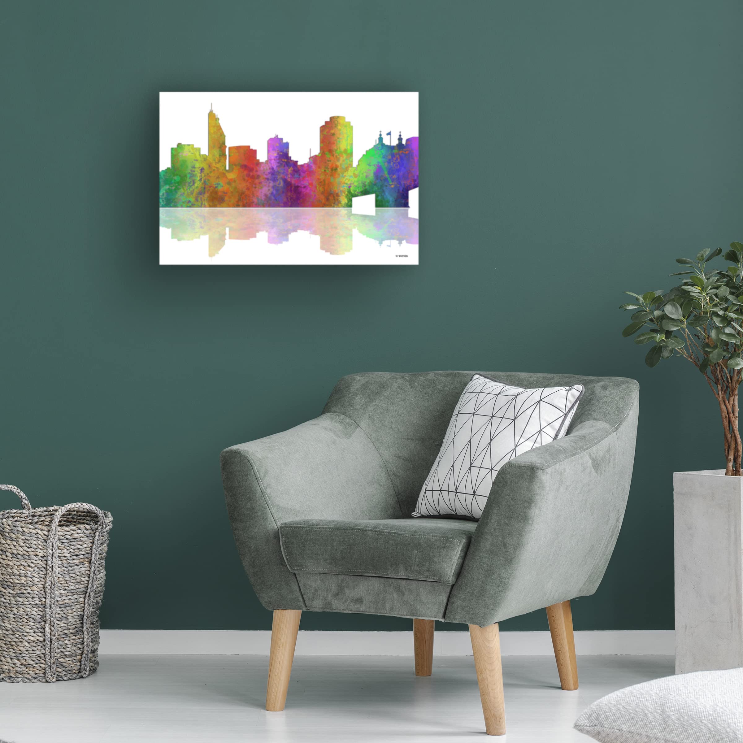 Trademark Fine Art 'Cincinnati Ohio Skyline 1' by Marlene Watson - 16x24 Inch Canvas Wall Art - Perfect for Home & Office Decor