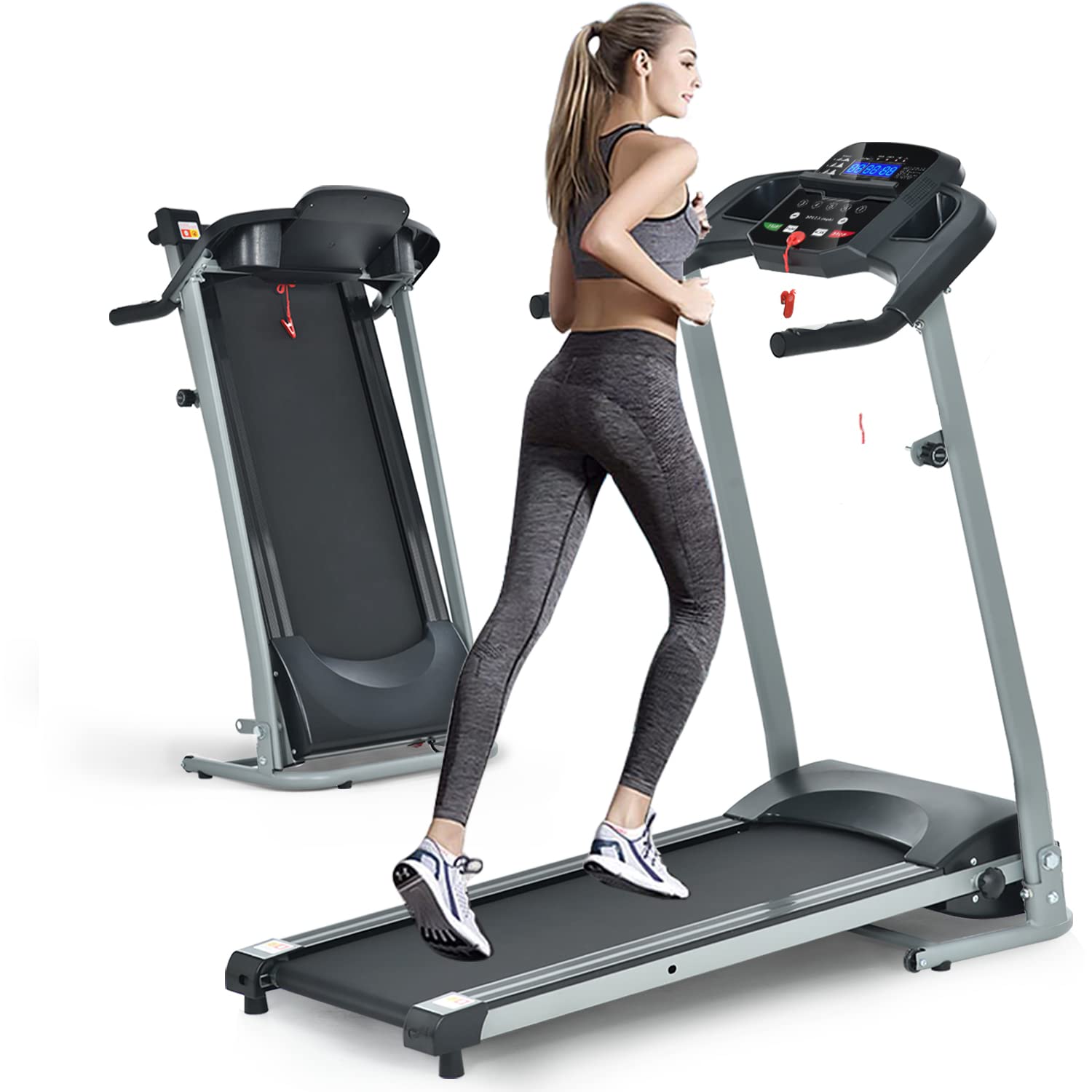 Foldable Treadmill with Incline for Home Use - Electric Walking Machine with 15 Preset/Adjustable Programs, 250 LB Capacity & MP3 Player (Black) - Perfect for Small Spaces, Apartment Workouts & Home Gym Fitness