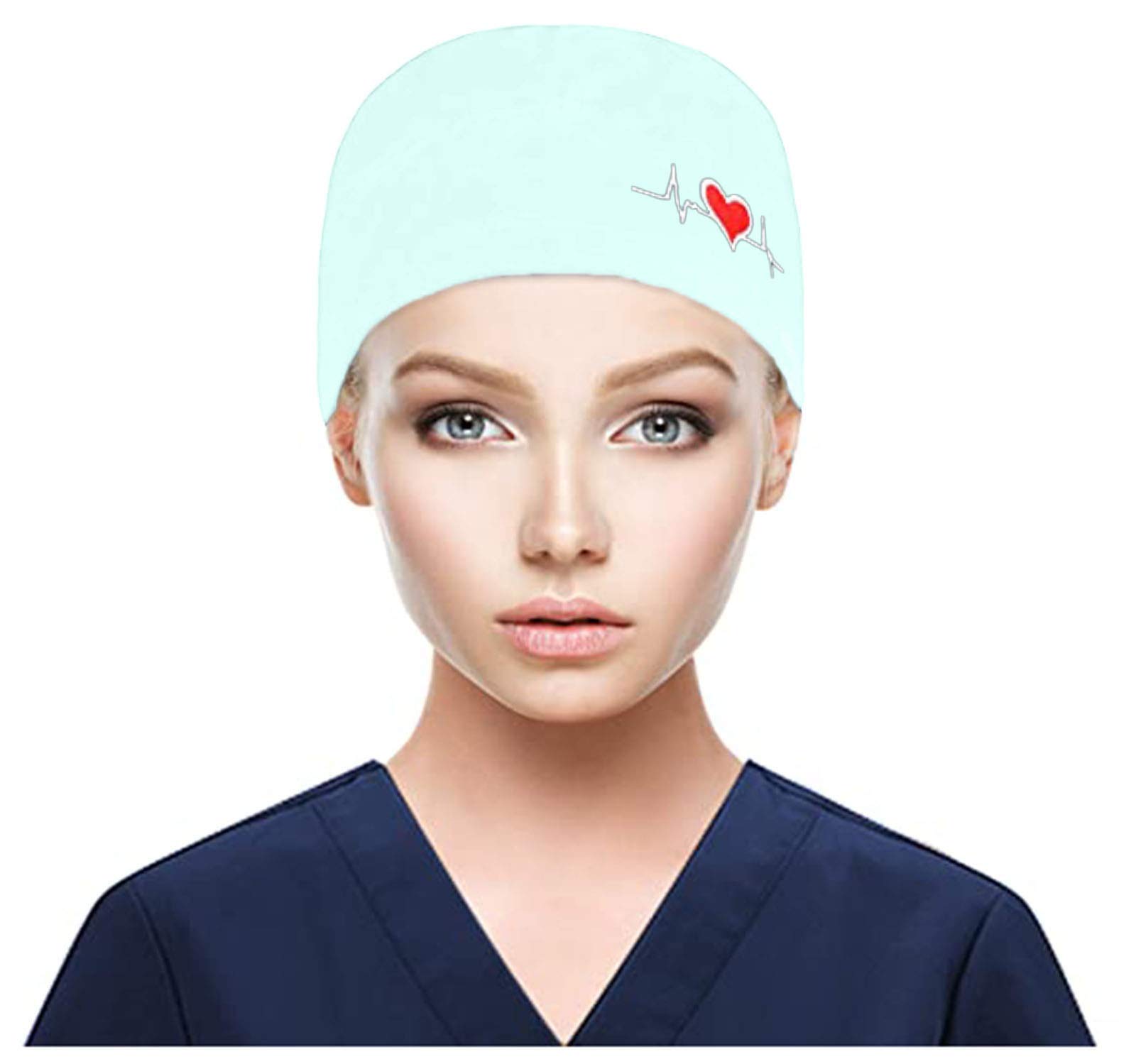 Stylish Unisex Printed Bouffant Scrub Cap with Sweatband - Breathable Mesh Baseball Hat for Medical Professionals & Outdoor Activities