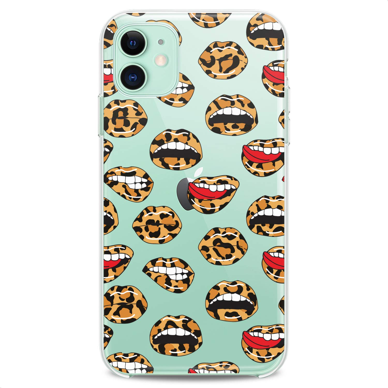 Premium TPU Phone Case for iPhone 16/15/14/13/12/11 Pro Max/Plus/Mini/XS/XR/X/8/7/6/5/SE - Slim Clear Leopard Lips Design, Flexible Silicone Protective Cover for Women - Perfect for Everyday Use, Office & School Accessory