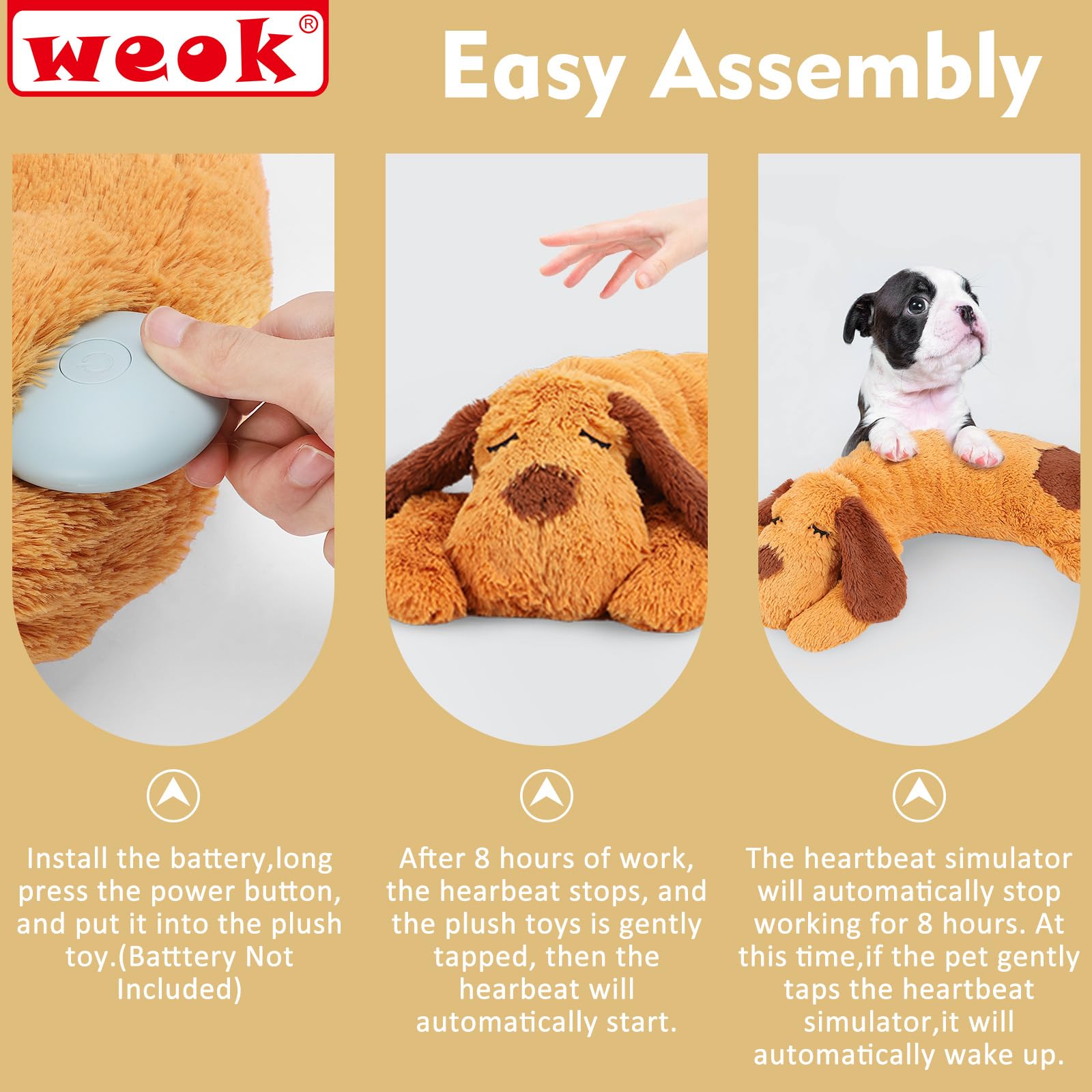 Heartbeat Puppy Toy for Dogs - Calming Aid & Anxiety Relief Stuffed Animal with Realistic Heartbeat, Comfort Cuddler Pillow for Puppy Sleep Aid | Perfect for Anxious Pets, New Puppies & Separation Anxiety Relief