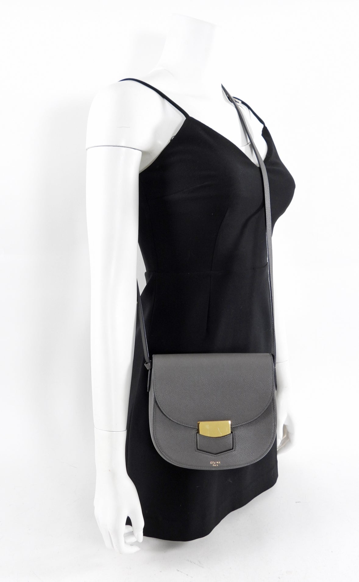 Celine Small Grey Trotter Crossbody Bag for Women | Genuine Leather Luxury Handbag | Perfect for Date Night, Travel & Everyday Use
