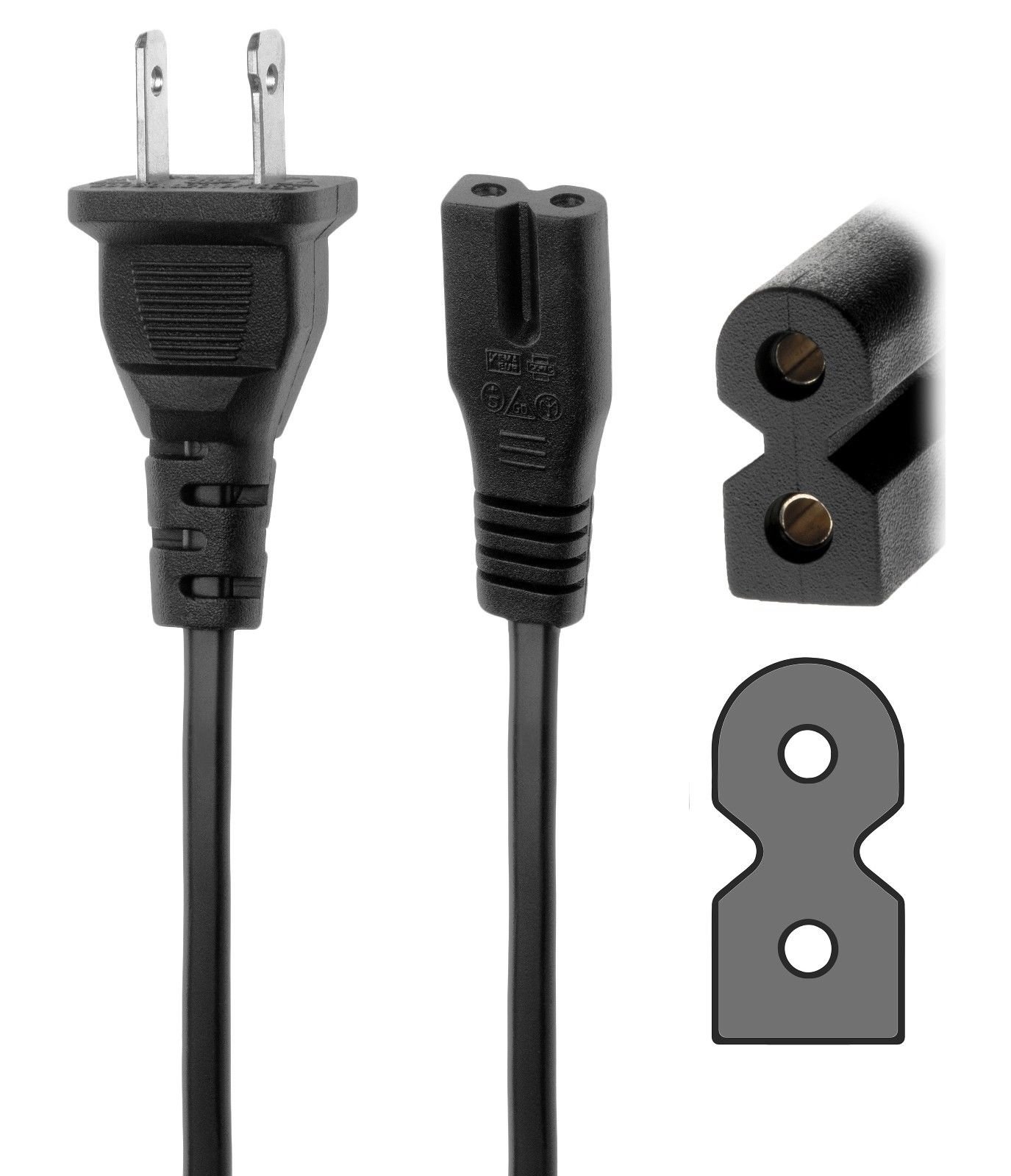 Tatastar Flat Fig 8 Speaker Cable - 2 Prong Power Cord for AV20 AV30 AV40 L89 Audio Systems - Perfect for Home Theater, Studio Monitors & Hi-Fi Speakers