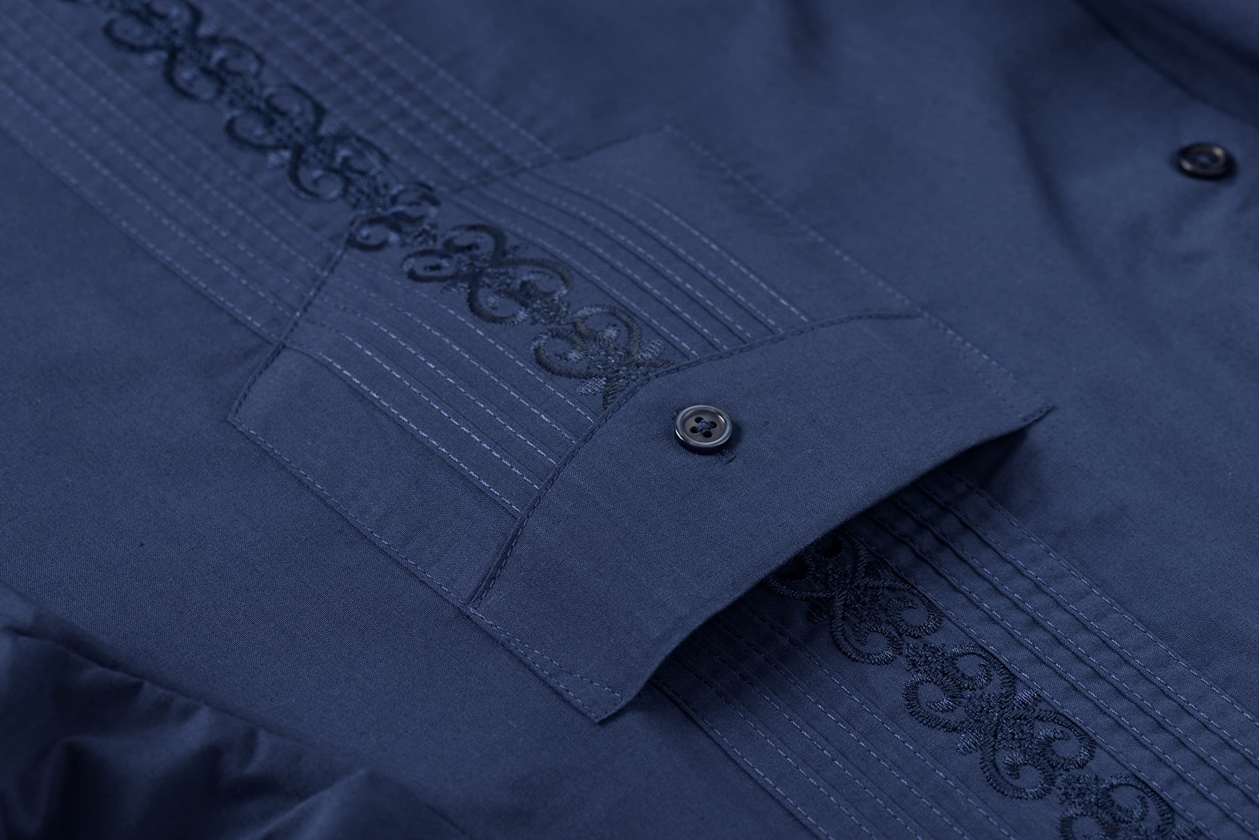 Men's Guayabera Shirts - Cuban Style Long Sleeve Mexican Shirt for Casual Wear & Summer Vacation | Perfect for Beach Weddings, Tropical Parties & Latino Events
