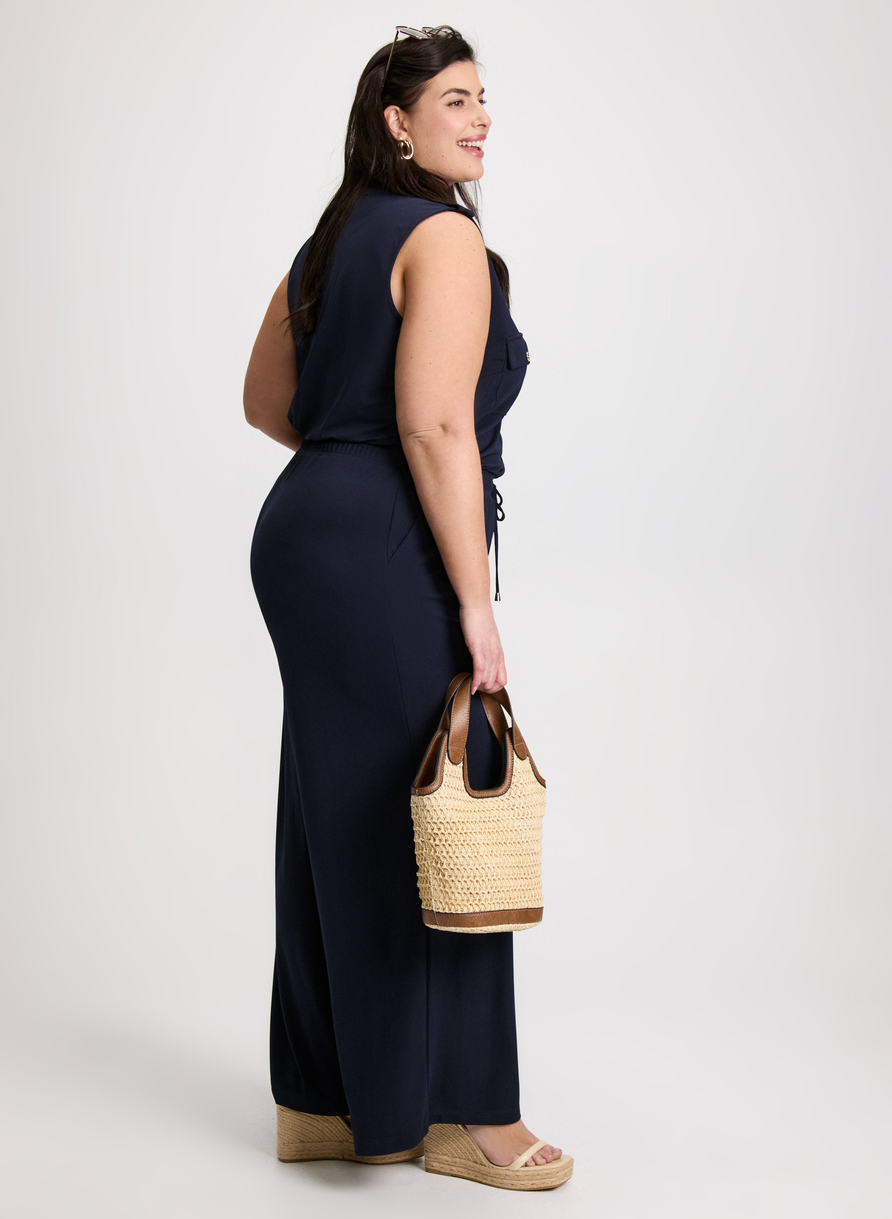 Stylish Women's Drawstring Waist Jumpsuit - Comfortable Casual Romper for Summer Outings, Beach Wear & Lounge